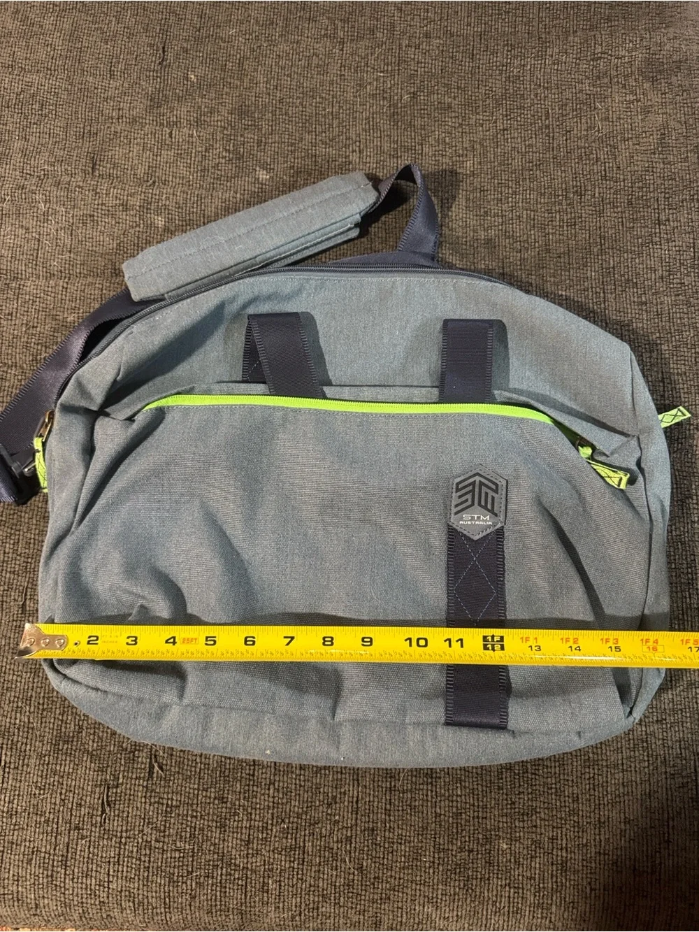 Slate Gray Messenger Bag with Lime Trim